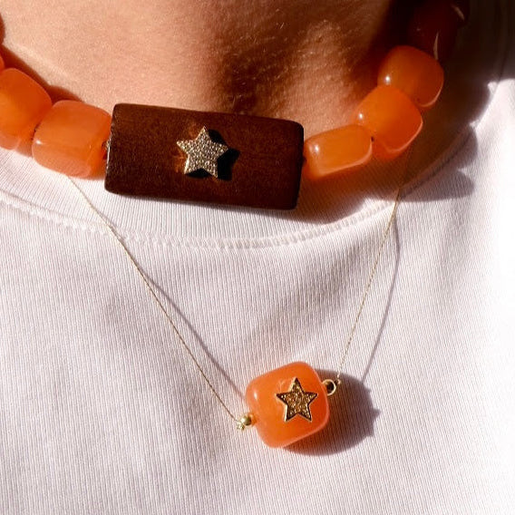 Collar simple calcedonia y estrella