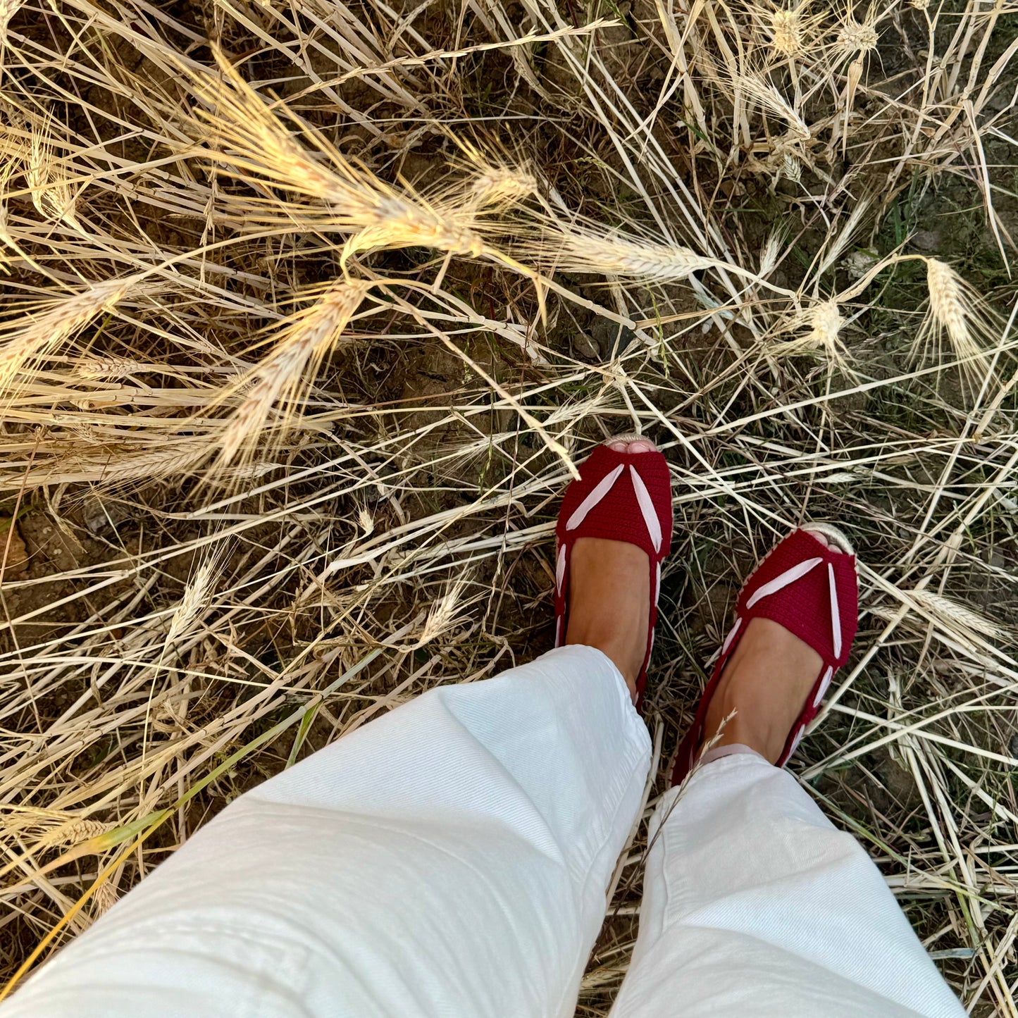 Espadrillas bordeaux con nastro rosa pallido