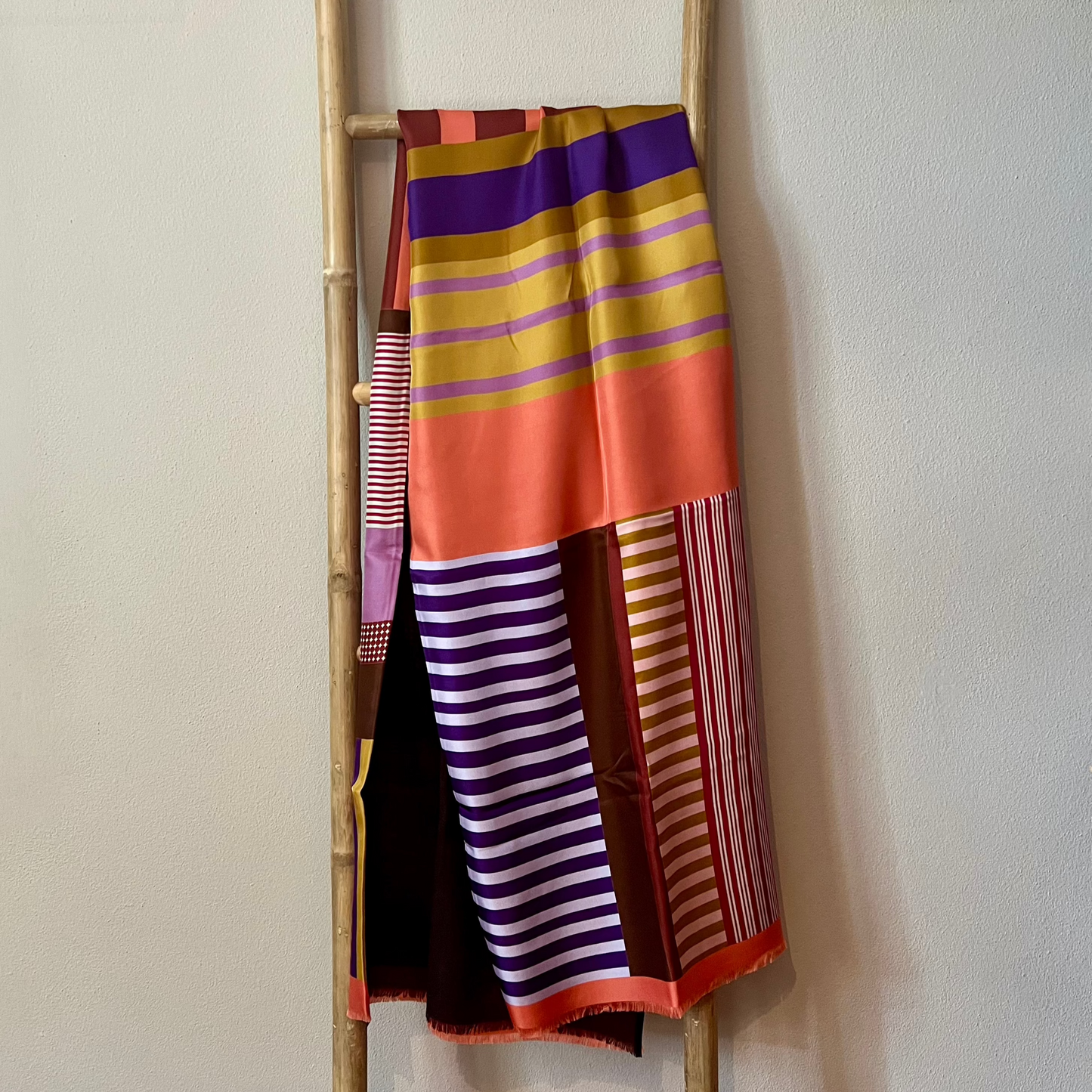 Fular doble lana y seda Rayas