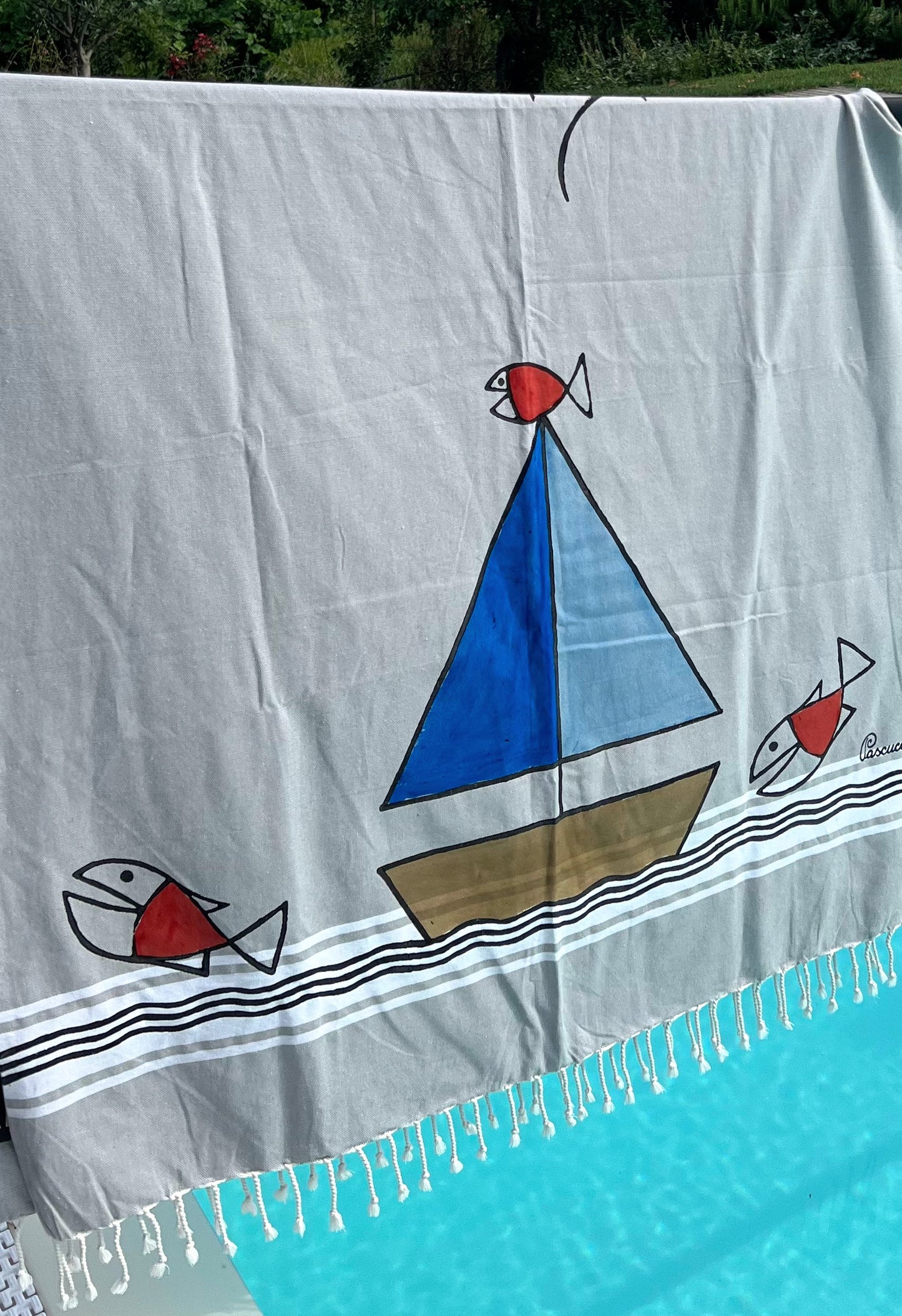 Toalla de playa o pareo Barquito de vela