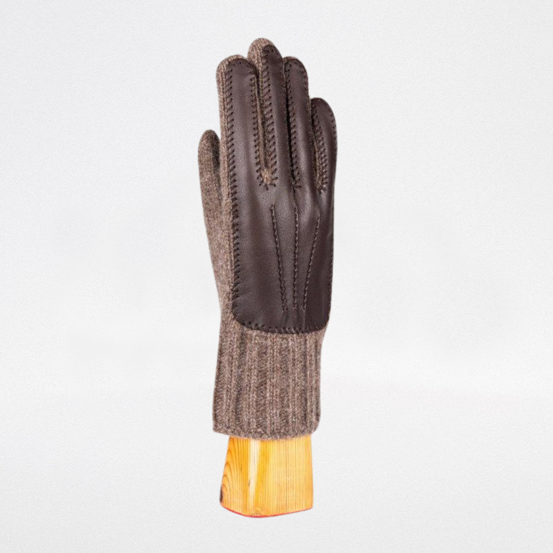Guante de caballero en lana y cashmere con dorso de piel