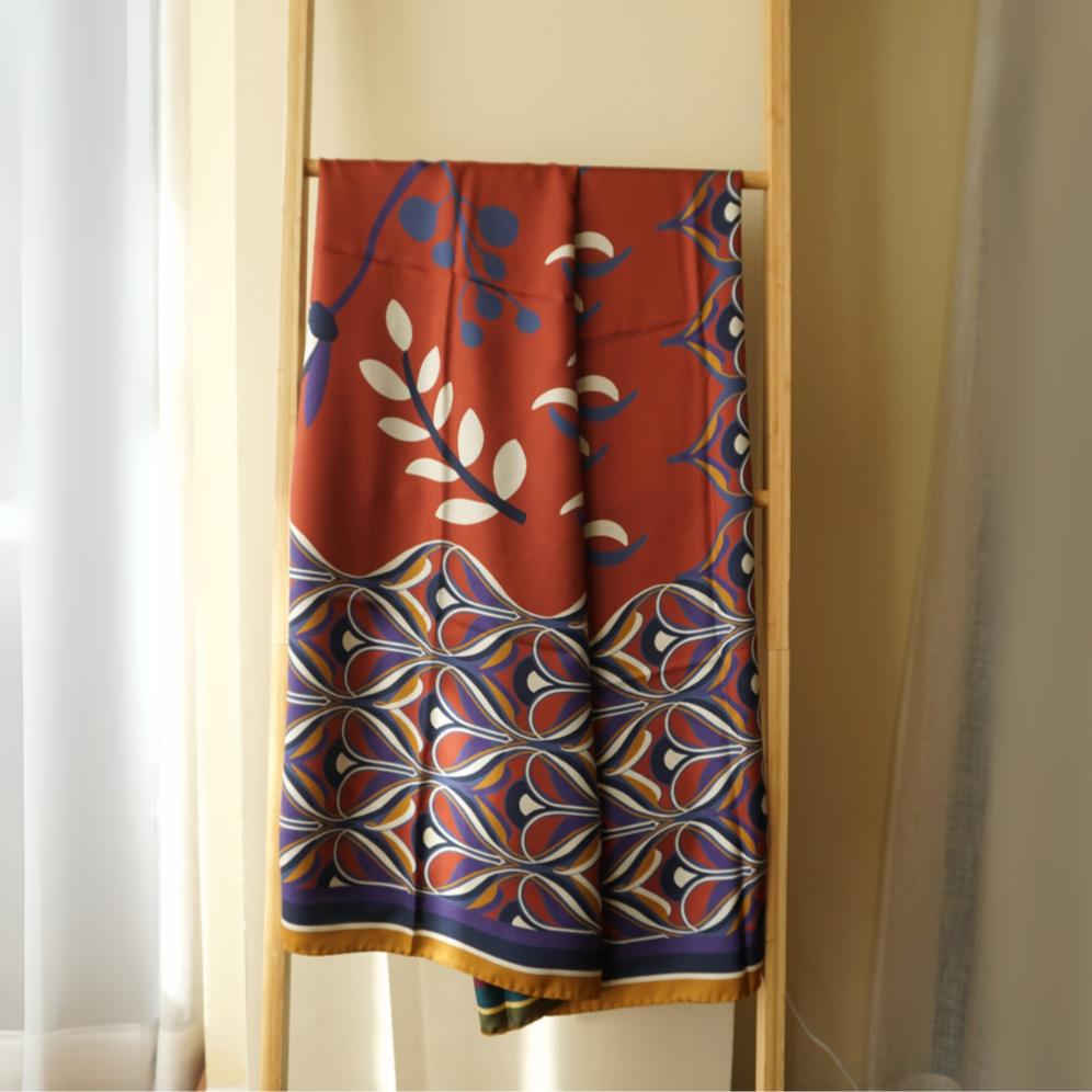 Maxi pañuelo seda doble estampa Flores diferentes colores