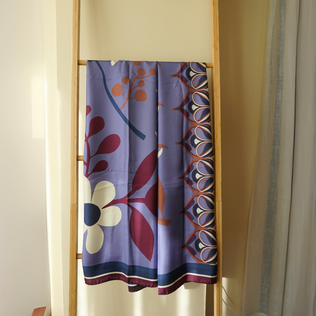 Maxi pañuelo seda doble estampa Flores diferentes colores