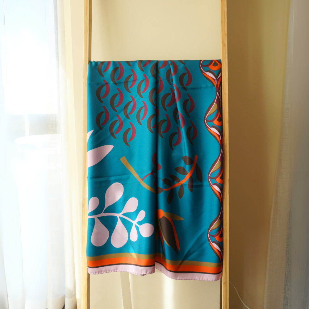 Maxi pañuelo seda doble estampa Flores diferentes colores