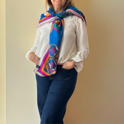 Maxi pañuelo seda doble estampa Flores diferentes colores