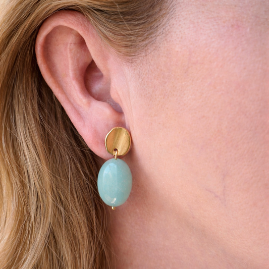 Green stone earrings