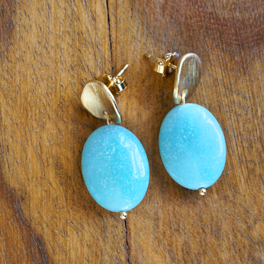 Green stone earrings