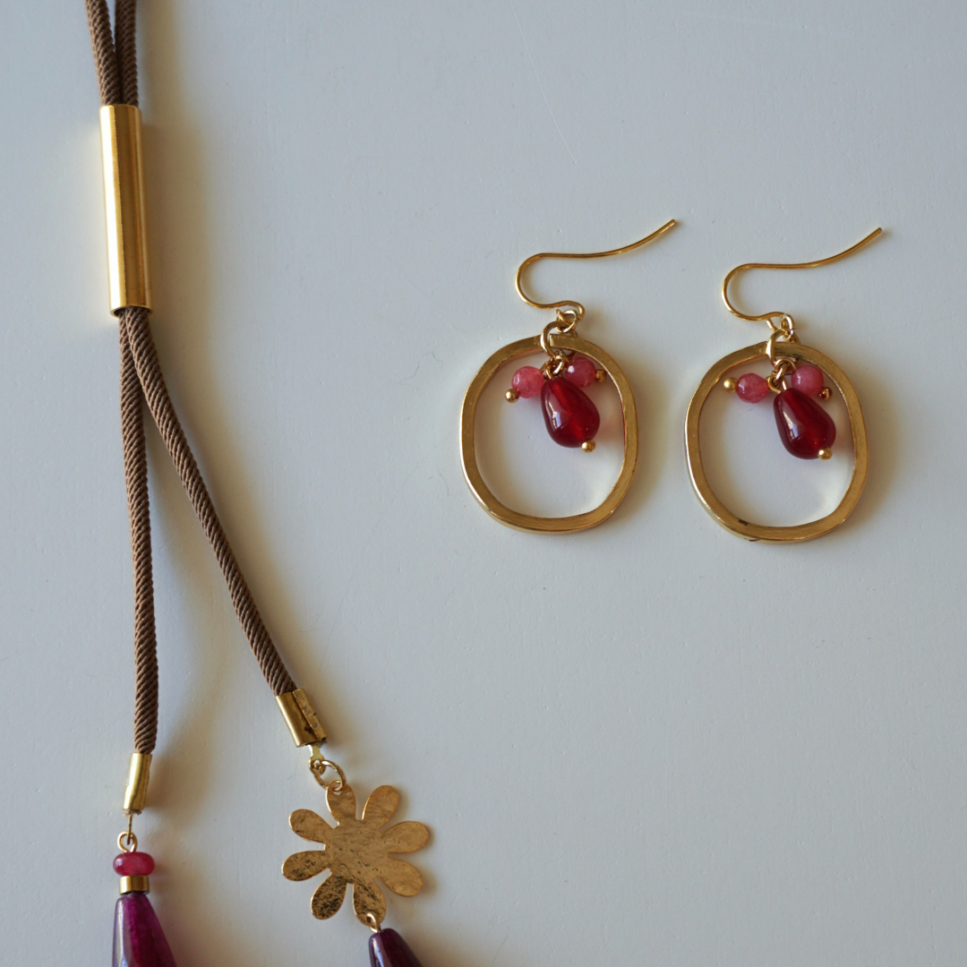 Pendientes Círculo con piedras de colores