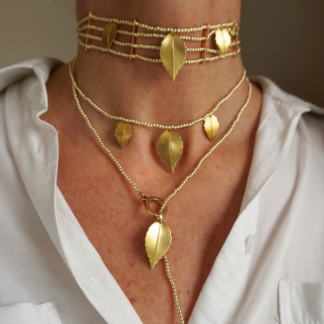 Choker 4 tiras con hojas