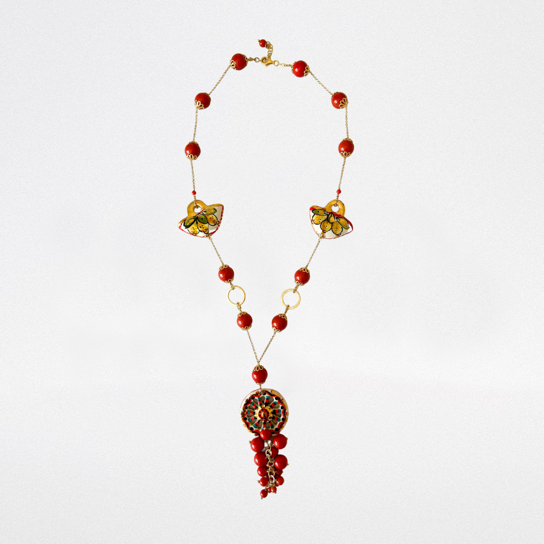 Collar rojo Medallón y Coffas