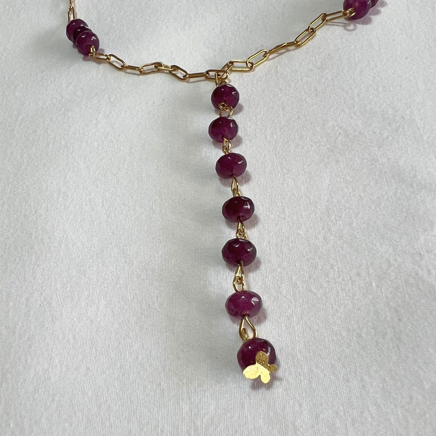 Collar cadena granate