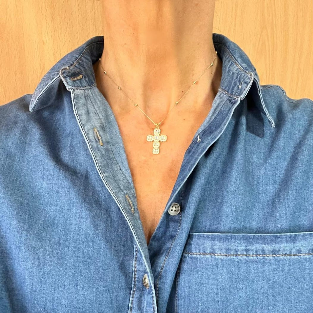 Collana croce bizantina argentata  