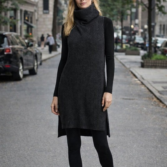 Túnica gris cuello chimenea