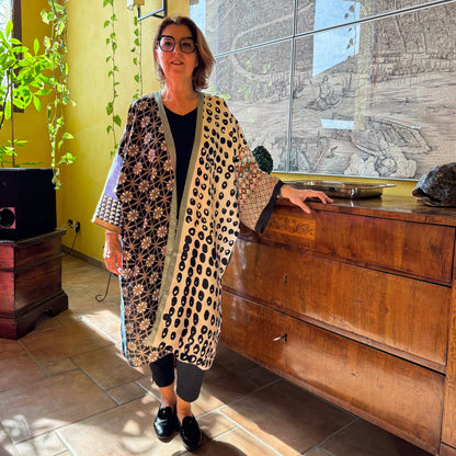 Kimono seda Flores Enrejadas