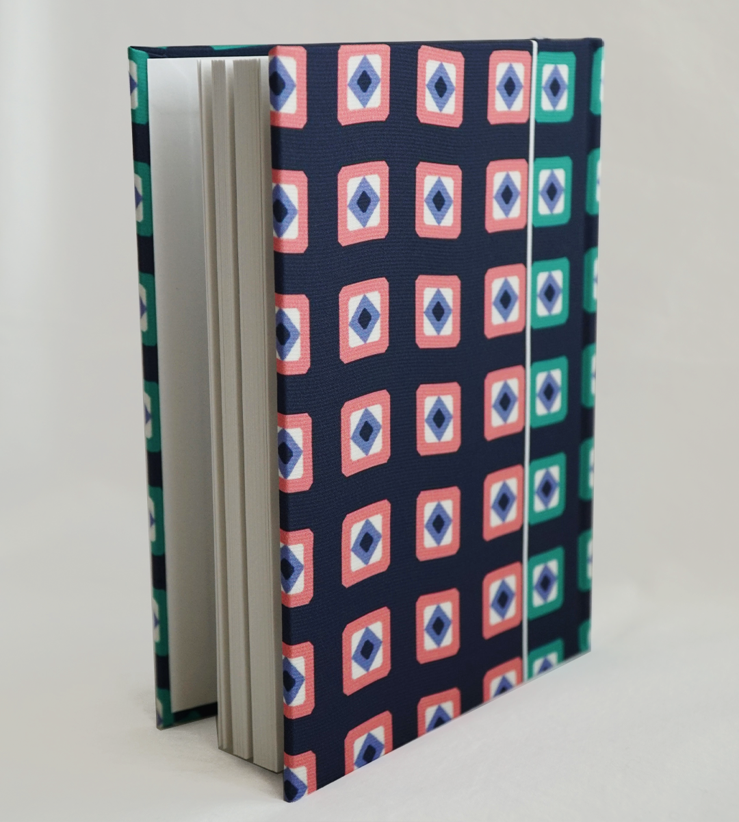 Geometric print silk notebook "Occhi azzurri"