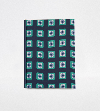 Geometric print silk notebook "Occhi azzurri"