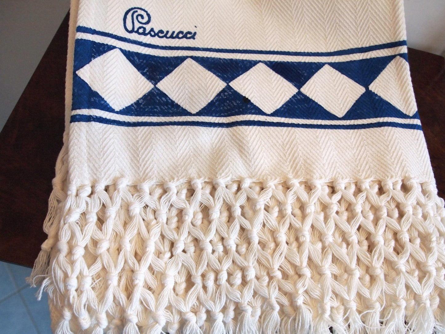 Juego de dos toallas con flecos Rombos Azul