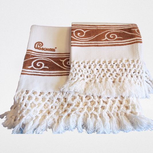 Set of two fringed towels 706 rust